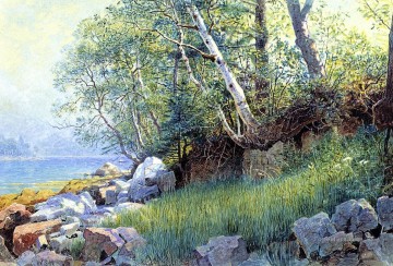 ウィリアム・スタンリー・ハゼルタイン Painting - メイン州ノースイーストハーバーの風景 ルミニズム ウィリアム・スタンリー・ハセルティン
